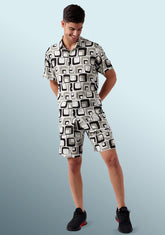Rounded Box Shapes Half Sleeve Co-Ords Set